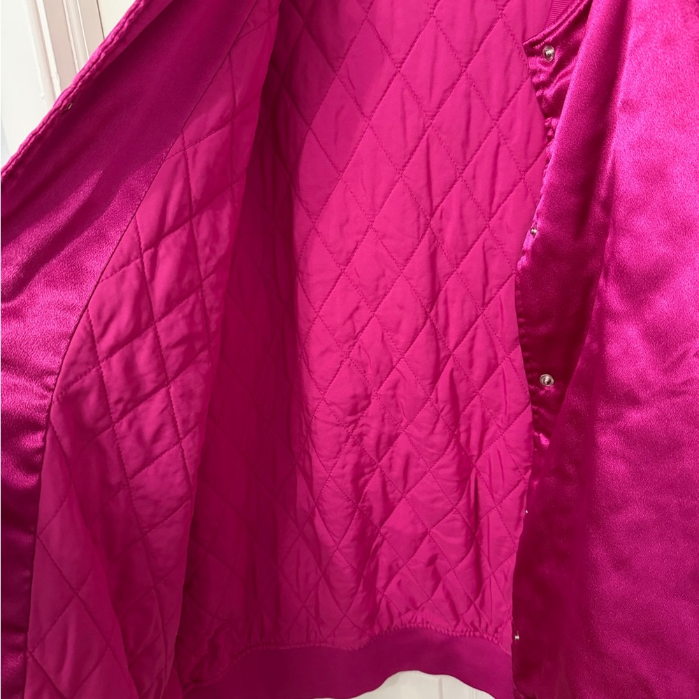 Azalea Wang Boyfriend style Oversized Satin pink Bomber‎ Jacket size large - Picture 7 of 8